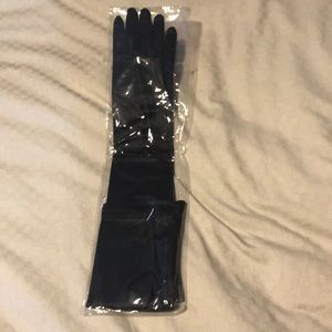 Satin X long hose black gloves